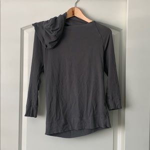 James Perse Grey long sleeve hooded T-shirt.